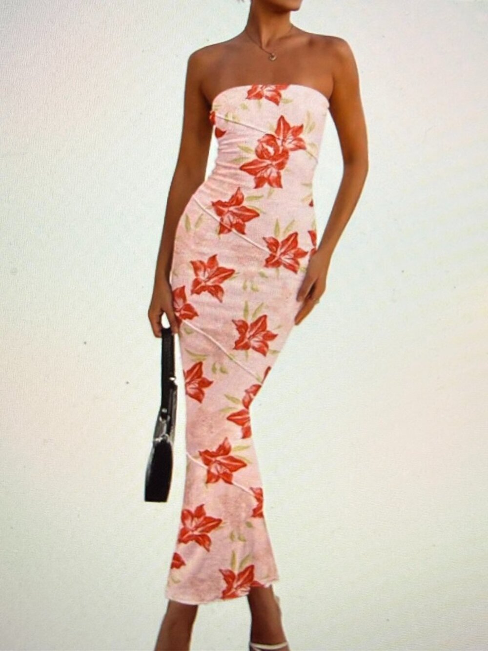 Strapless Floral Dress